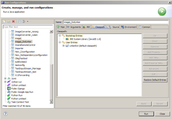 Run Configuration tab "Classpath"